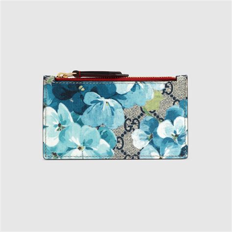 gucci bloom zipped card case|Gucci Blue GG Blooms Supreme Canvas Card Case .